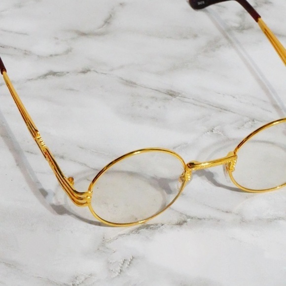 Clear Gold Round Sunglasses - Picture 7 of 7